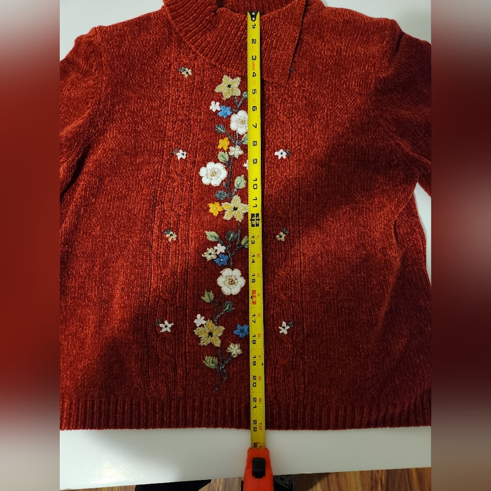 Alfred red Dinner red chenille floral embroidered long Sleep Size  ( pxl)